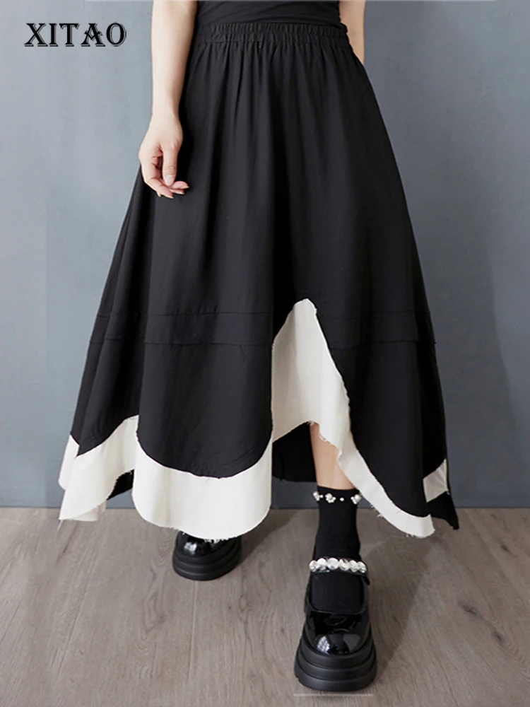 XITAO Asymmetric Patchwork Contrast Color Skirt Casual A-line Elastic Waist Fashion Mid-calf Goth Summer Women Dress GYX1571
XITAO Asymmetric Patchwork Contrast Color Skirt Casual A-line Elastic Waist Fashion Mid-calf Goth Summer Women Dress GYX1571
