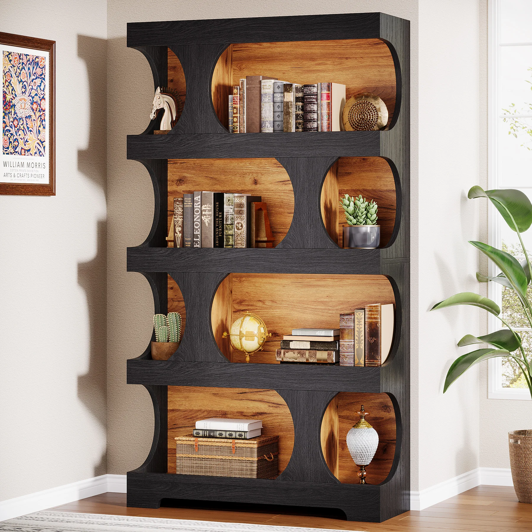 Hot Sales 71" Tall Black Bookcase, Modern Asymmetrical Bookshelf, 4-Tier Freestanding Display Shelf With Classic Shape For Home
Hot Sales 71" Tall Black Bookcase, Modern Asymmetrical Bookshelf, 4-Tier Freestanding Display Shelf With Classic Shape For Home