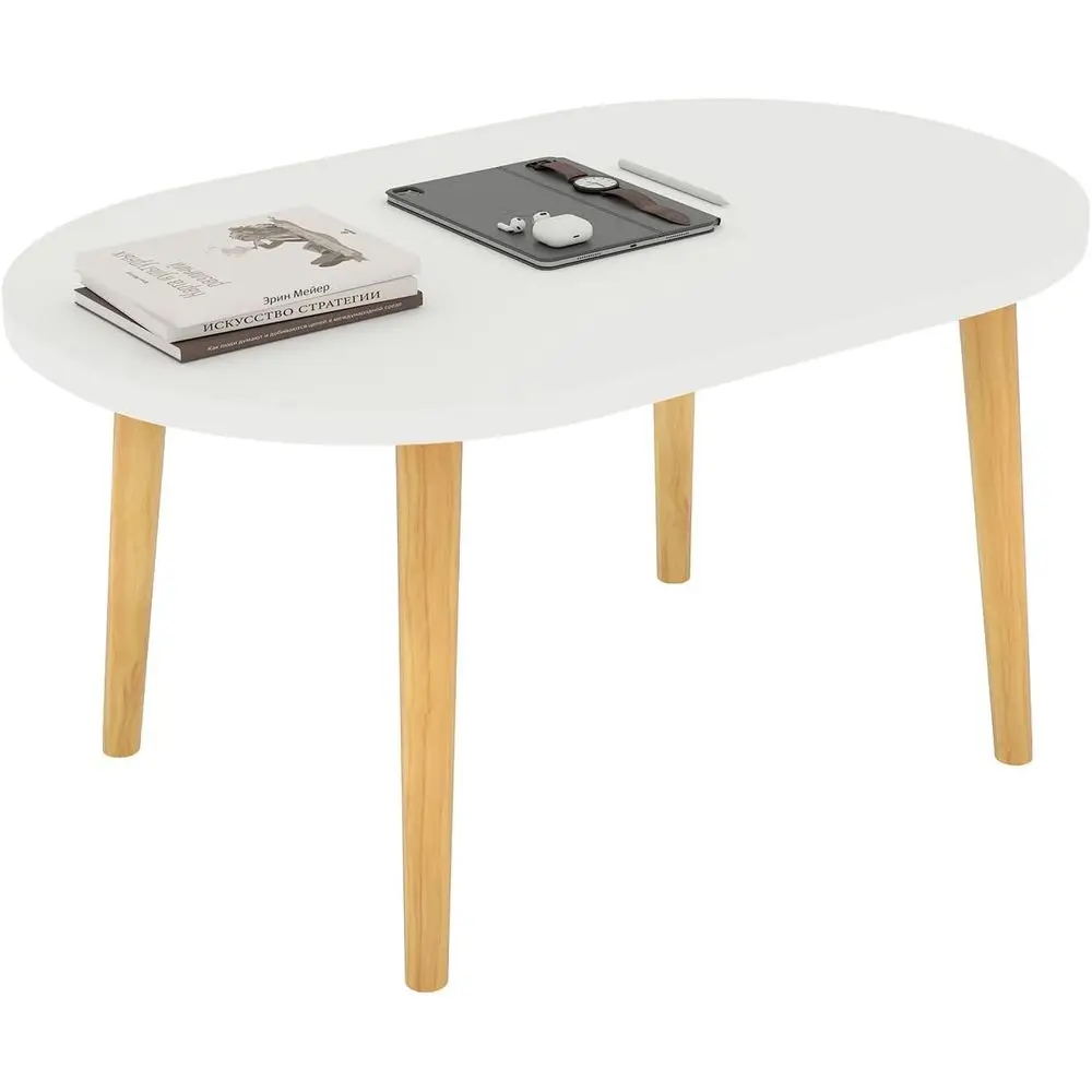 Elegant White Oval Coffee Table with 4 Sturdy Legs, Suitable for Living Room and Toy Room, 19.7D x 31.5W x 16H
Elegant White Oval Coffee Table with 4 Sturdy Legs, Suitable for Living Room and Toy Room, 19.7D x 31.5W x 16H