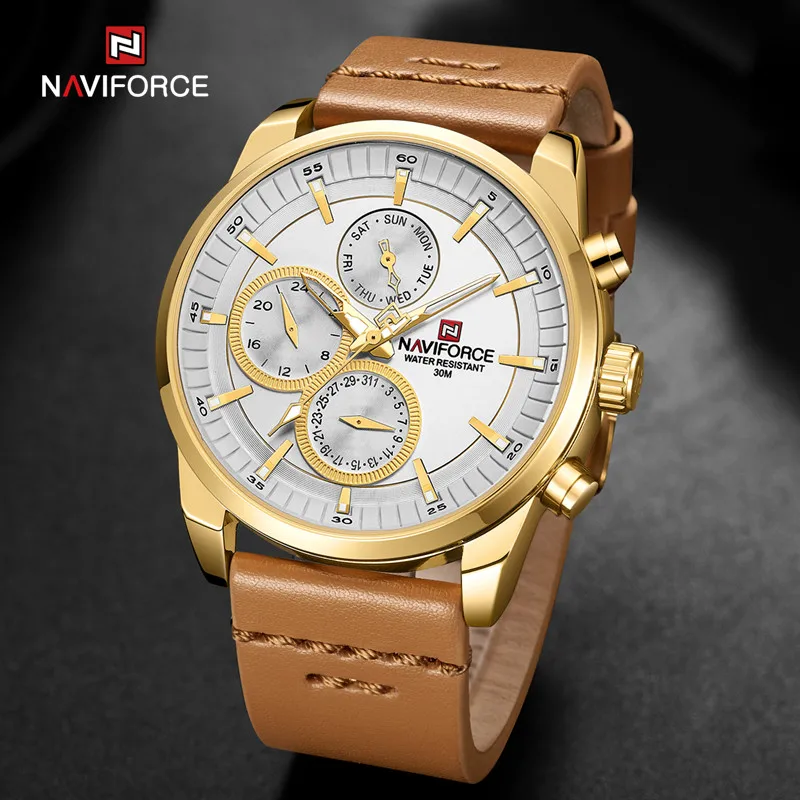 NAVIFORCE Men‘s Business Watches Waterproof Date Display Leather Strap Fashion Wristwatches for Male Bracelet Relogio Masculino 
NAVIFORCE Men‘s Business Watches Waterproof Date Display Leather Strap Fashion Wristwatches for Male Bracelet Relogio Masculino