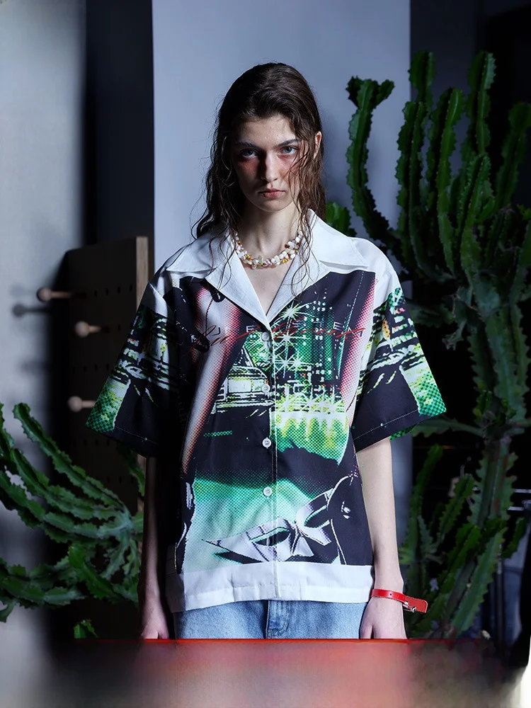Loose Casual Printed irt Polyester Fiber ort Sve Button up Regular Length Immune System Theme Women's Faion Summer 2023
Loose Casual Printed irt Polyester Fiber ort Sve Button up Regular Length Immune System Theme Women's Faion Summer 2023