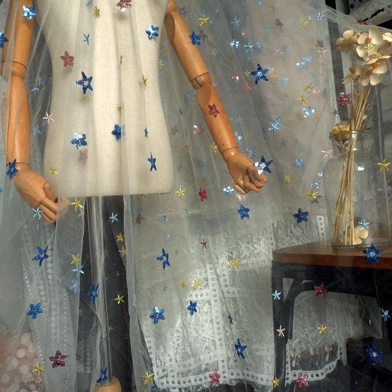 New Fashionable Colorful Embroidered Star Sparkle Embroidered Mesh Fabric Wedding Dress Childrens Clothing Background Decoration
New Fashionable Colorful Embroidered Star Sparkle Embroidered Mesh Fabric Wedding Dress Childrens Clothing Background Decoration