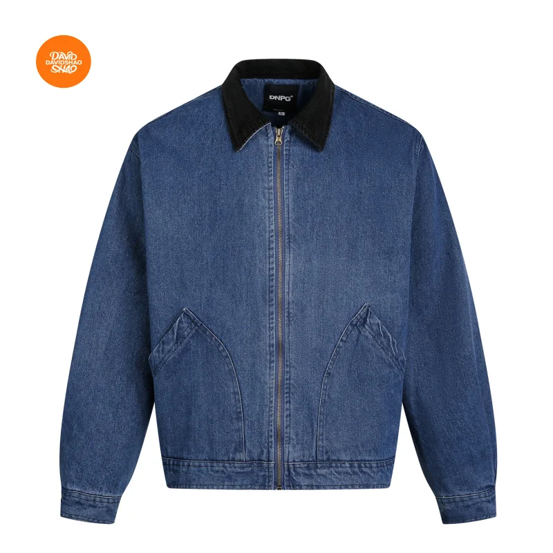 DAVIDSHAO Top Quality EU US Size Retro Cleanfit Corduroy Collar Denim Jacket Unisex Loose Vintage Workwear Bomber Jacket
DAVIDSHAO Top Quality EU US Size Retro Cleanfit Corduroy Collar Denim Jacket Unisex Loose Vintage Workwear Bomber Jacket