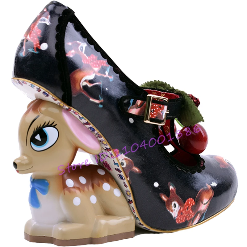 Special Cute Deer Heel Women Pumps Sweet Cherry Belt Buckle High Heels Sandals Animals Prints Round Toe Strange Heel Dress Shoes
Special Cute Deer Heel Women Pumps Sweet Cherry Belt Buckle High Heels Sandals Animals Prints Round Toe Strange Heel Dress Shoes