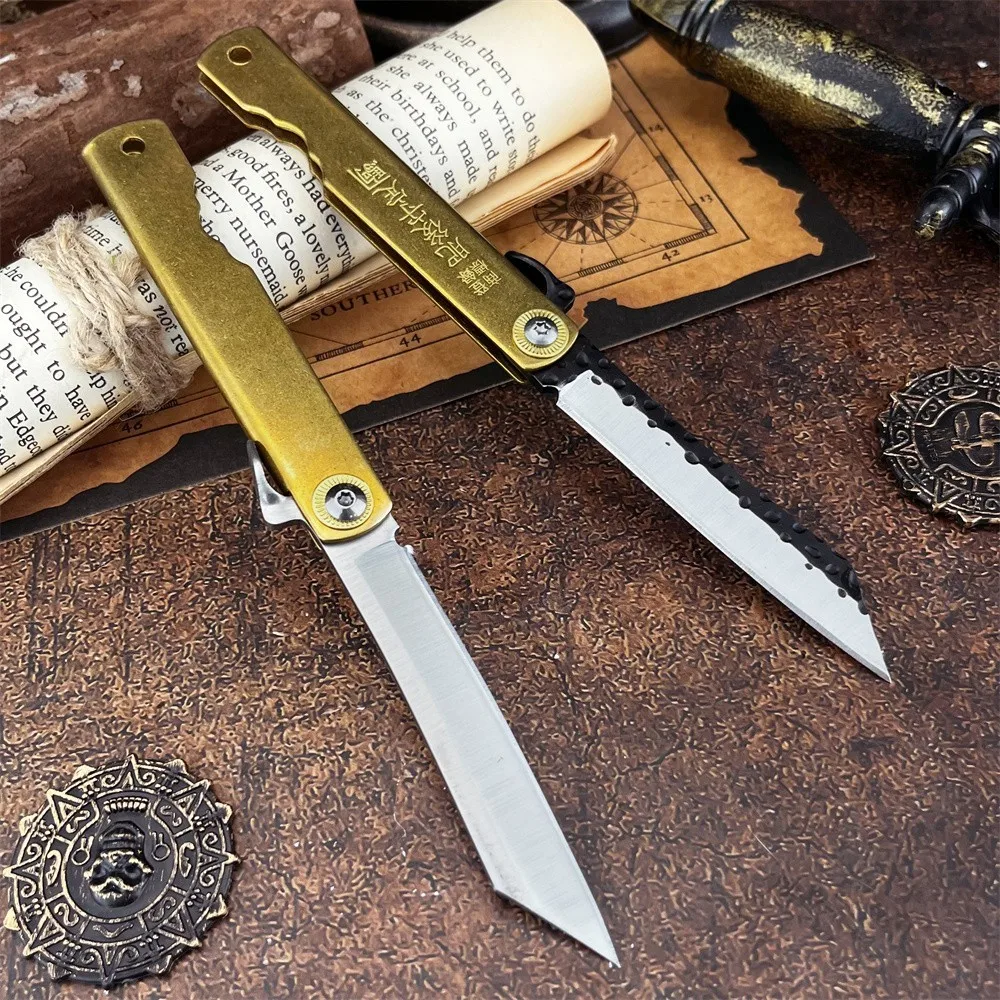 Lightweight EDC Pocket Folding Knife 7Cr13Mov Blade Solid Brass Alloy Handle Portable Cutting Tool Camping Fishing Hiking Use
Lightweight EDC Pocket Folding Knife 7Cr13Mov Blade Solid Brass Alloy Handle Portable Cutting Tool Camping Fishing Hiking Use