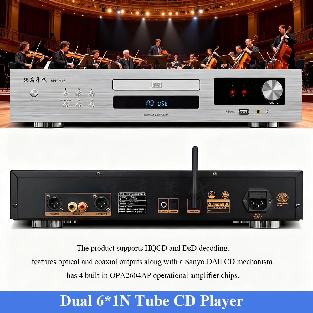 Professional HIFI Tube CD Player with SPHE8104 OPA2604AP DAC Combination Bluetooth 5.2 Home CD Music Player Toroidal Transformer
Professional HIFI Tube CD Player with SPHE8104 OPA2604AP DAC Combination Bluetooth 5.2 Home CD Music Player Toroidal Transformer