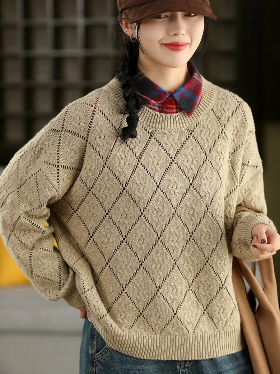 High Quality Heavyweight Hollow out Knitted Woolen Women's Pullover Spring Fashion round Neck Long Sleeve Sweater Casual Loos...
High Quality Heavyweight Hollow out Knitted Woolen Women's Pullover Spring Fashion round Neck Long Sleeve Sweater Casual Loos...