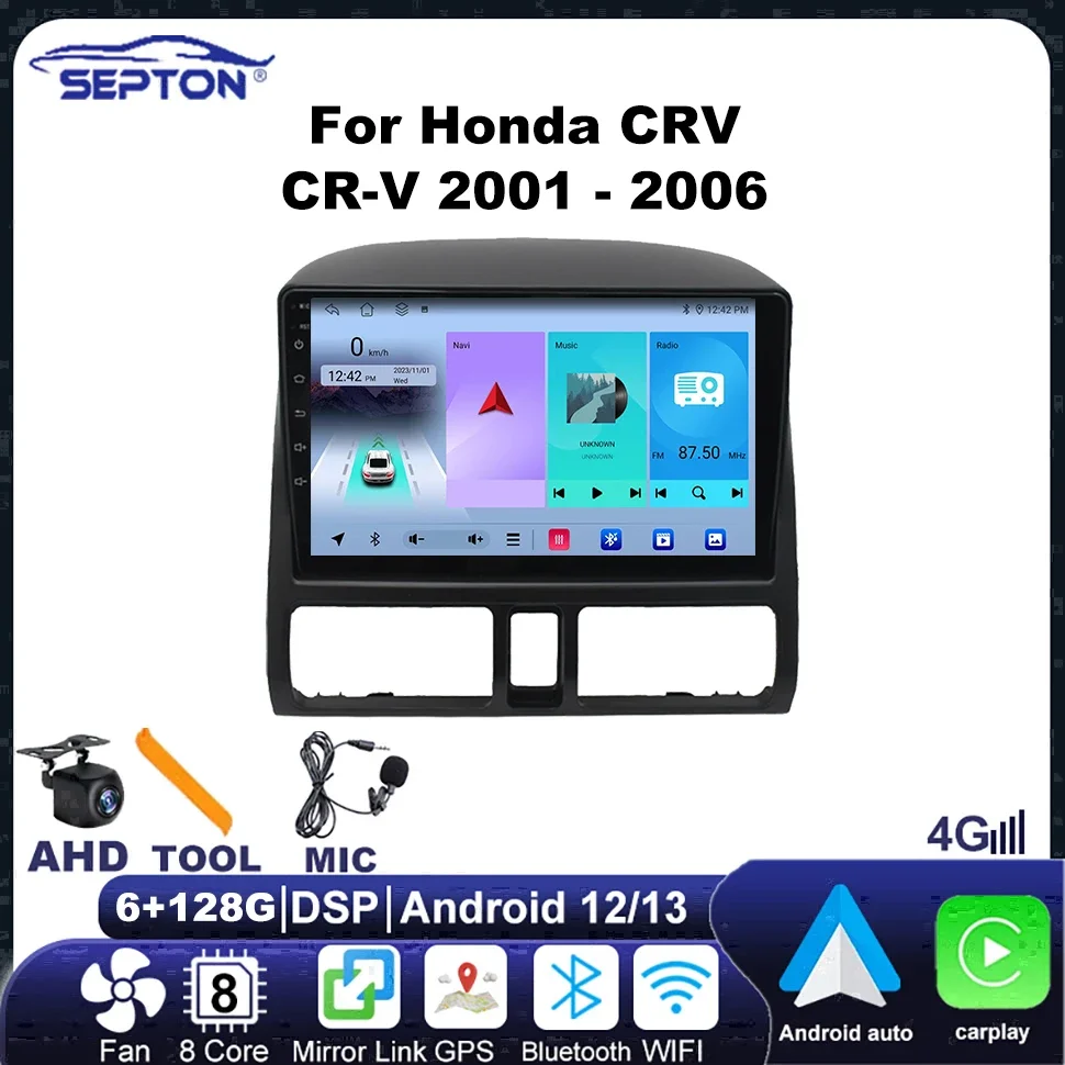 SEPTONCar Radio Android Auto Мультимедийный плеер для Honda CRV CR-V 2001-2006 Навигация GPS Carplay BT Ремонт автомобильной аудиосистемы
SEPTONCar Radio Android Auto Мультимедийный плеер для Honda CRV CR-V 2001-2006 Навигация GPS Carplay BT Ремонт автомобильной аудиосистемы