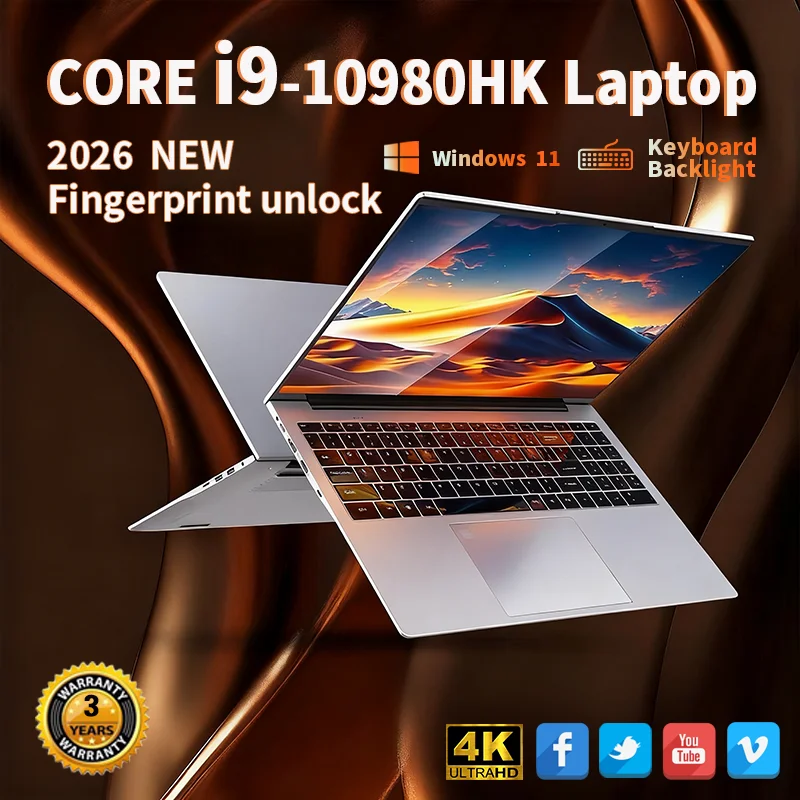 Fingerprint Unlock Notebook Windows 11 Portable Laptop Core i9-10980HK/i9-9900U 15.6 Inch 16GB RAM 1TB SSD Office Computer
Fingerprint Unlock Notebook Windows 11 Portable Laptop Core i9-10980HK/i9-9900U 15.6 Inch 16GB RAM 1TB SSD Office Computer