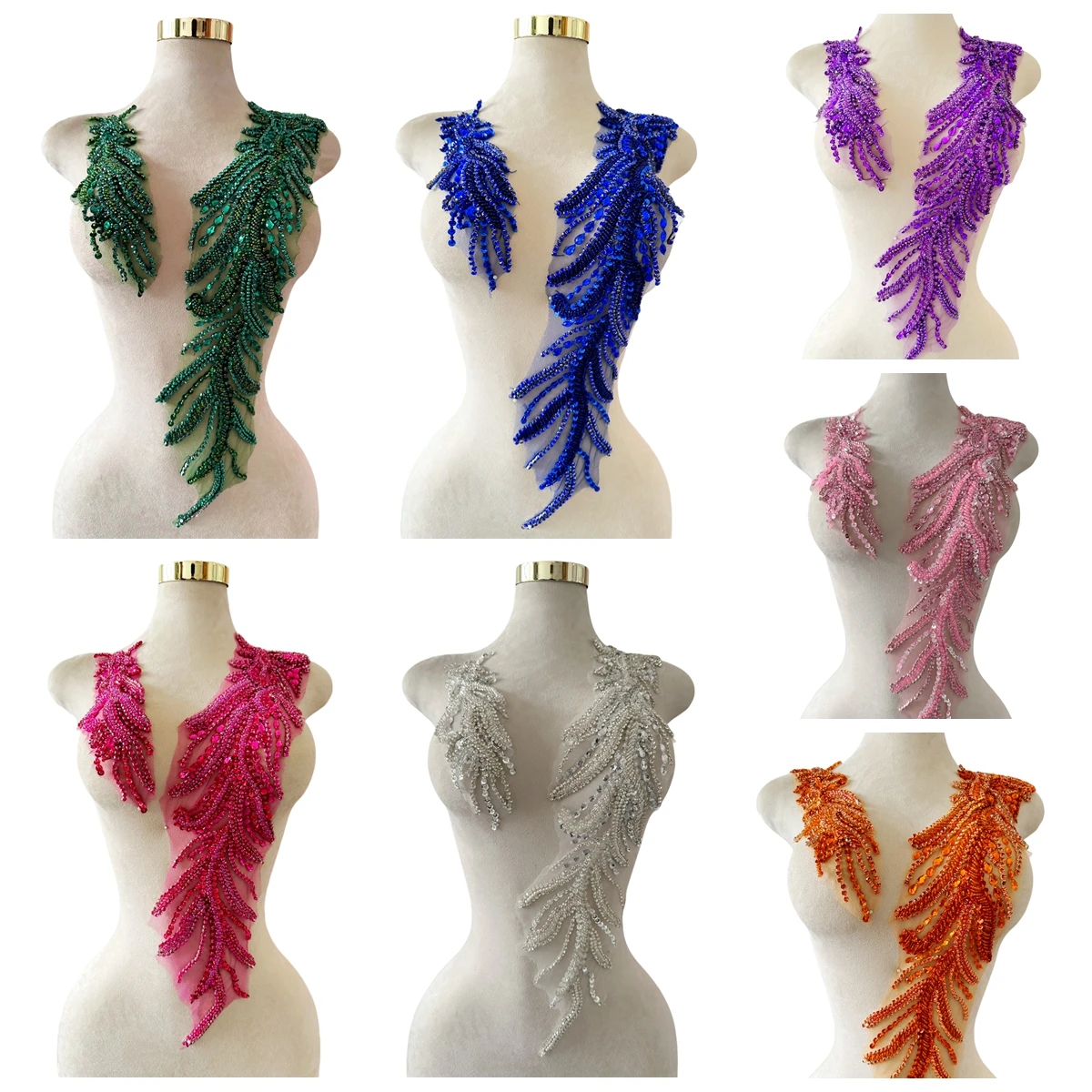 Luxury Hand-Beaded Lace Appliqued with Rhinestones Heavy Duty Glamorous Embellishment Dresses Bridal Trims Costume Accessories
Luxury Hand-Beaded Lace Appliqued with Rhinestones Heavy Duty Glamorous Embellishment Dresses Bridal Trims Costume Accessories