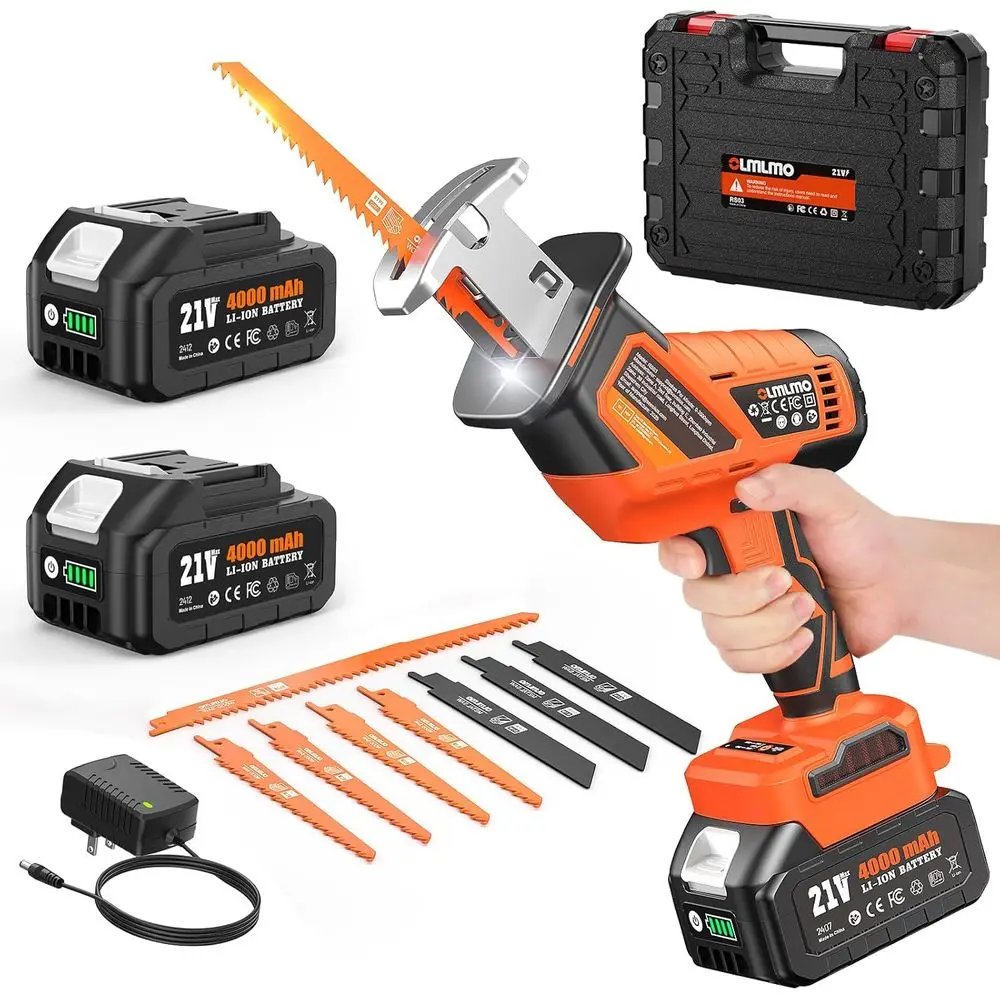 Powerful Reciprocating Saw with 8 Blades, 2x4000mAh Batteries, Brushless Motor, 3200 SPM, Tool-Free Blade Change, Ideal for Cutt
Powerful Reciprocating Saw with 8 Blades, 2x4000mAh Batteries, Brushless Motor, 3200 SPM, Tool-Free Blade Change, Ideal for Cutt