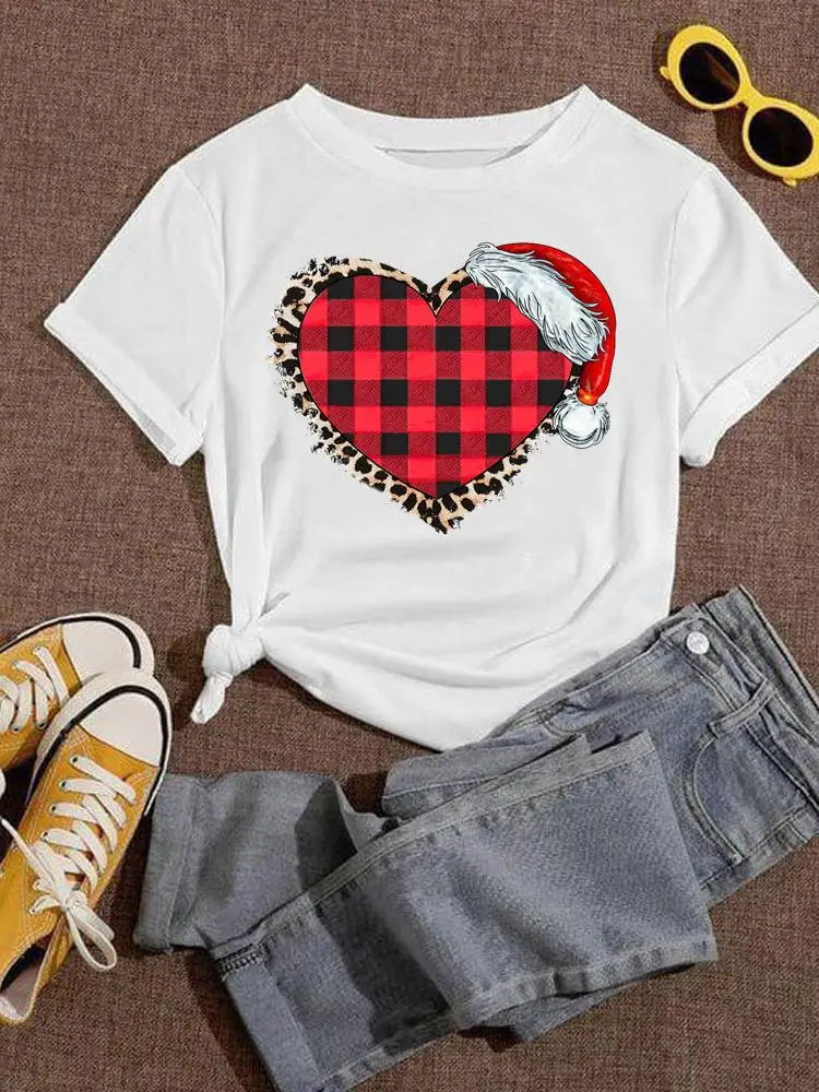 Clothing Tee New Year Printed Christmas Women Plaid Love Heart Style Cute Fashion Lady Short Sleeve T-Shirts Graphic T Top
Clothing Tee New Year Printed Christmas Women Plaid Love Heart Style Cute Fashion Lady Short Sleeve T-Shirts Graphic T Top