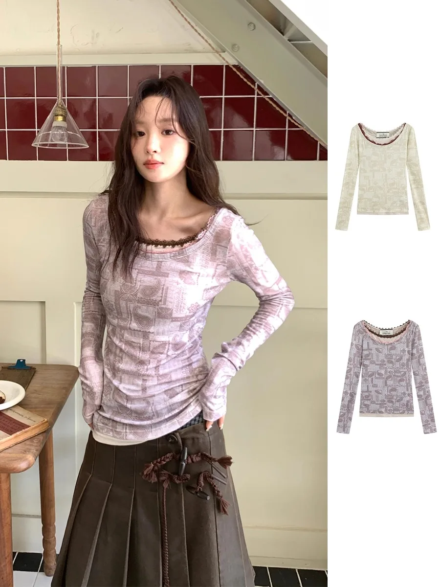 Long Sve Lace T-irt New Le Totem False Two-Piece Large Collar Autumn Winter Women's Casual Faion Top
Long Sve Lace T-irt New Le Totem False Two-Piece Large Collar Autumn Winter Women's Casual Faion Top