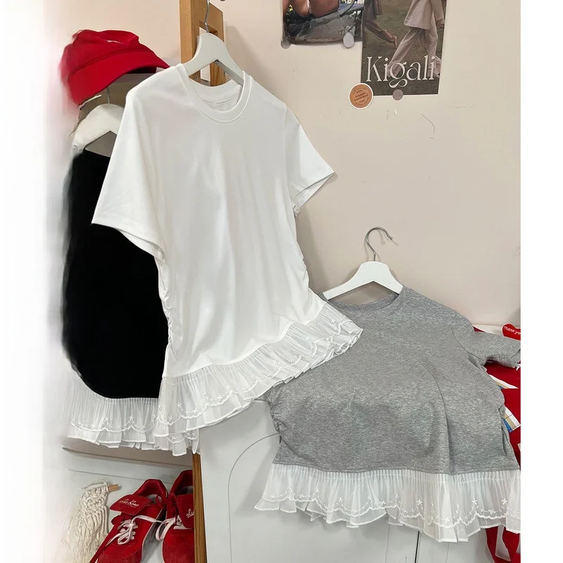 Женская футболка больших размеров с кружевом, коротким рукавом, летняя, свободного кроя, красивая, уникальная, в корейском стиле, для повседневной носки, однотонная, тонкая, с круглым вырезом
Женская футболка больших размеров с кружевом, коротким рукавом, летняя, свободного кроя, красивая, уникальная, в корейском стиле, для повседневной носки, однотонная, тонкая, с круглым вырезом