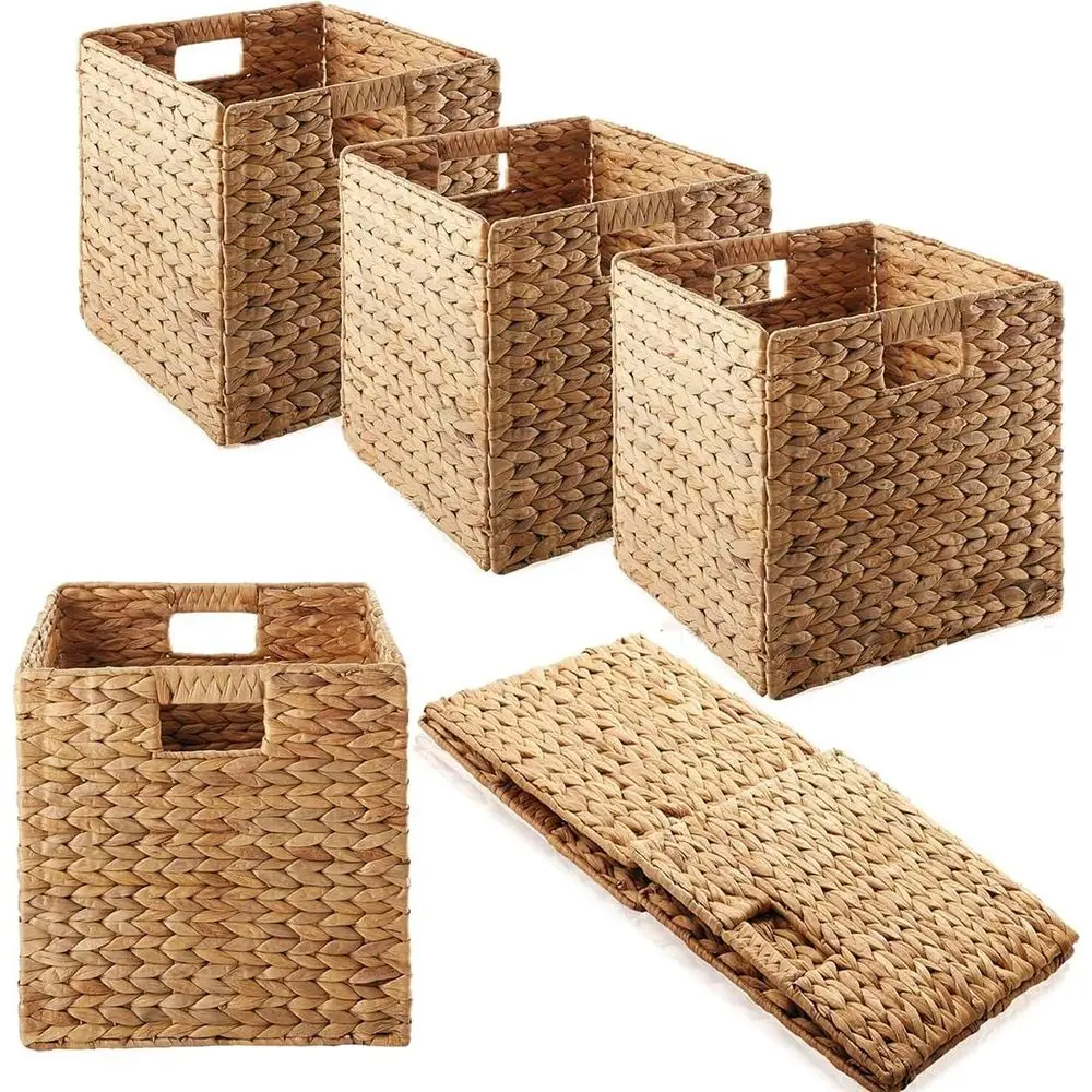 Set of 5 Woven Storage Baskets, 10.5 Handcrafted Light Brown Hyacinth Bins for Pantry, Bedroom, and Cubby Cubes with Handles
Set of 5 Woven Storage Baskets, 10.5 Handcrafted Light Brown Hyacinth Bins for Pantry, Bedroom, and Cubby Cubes with Handles