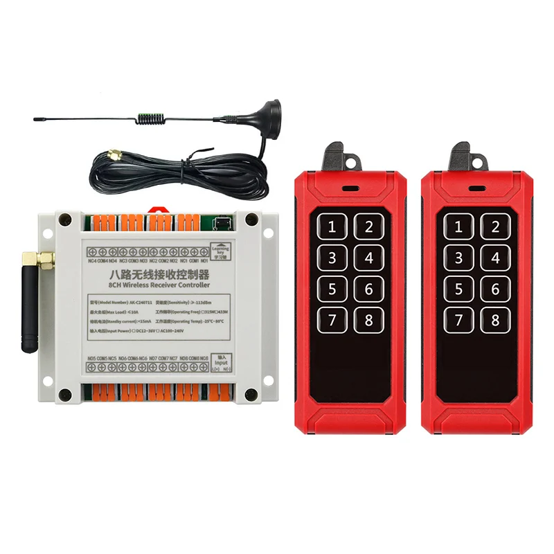 433MHZ 1000m Industrial DC 12V 24V 36V 8CH RF Wireless Remote Control Overhead travelling crane System Receiver Suckers antenna
433MHZ 1000m Industrial DC 12V 24V 36V 8CH RF Wireless Remote Control Overhead travelling crane System Receiver Suckers antenna