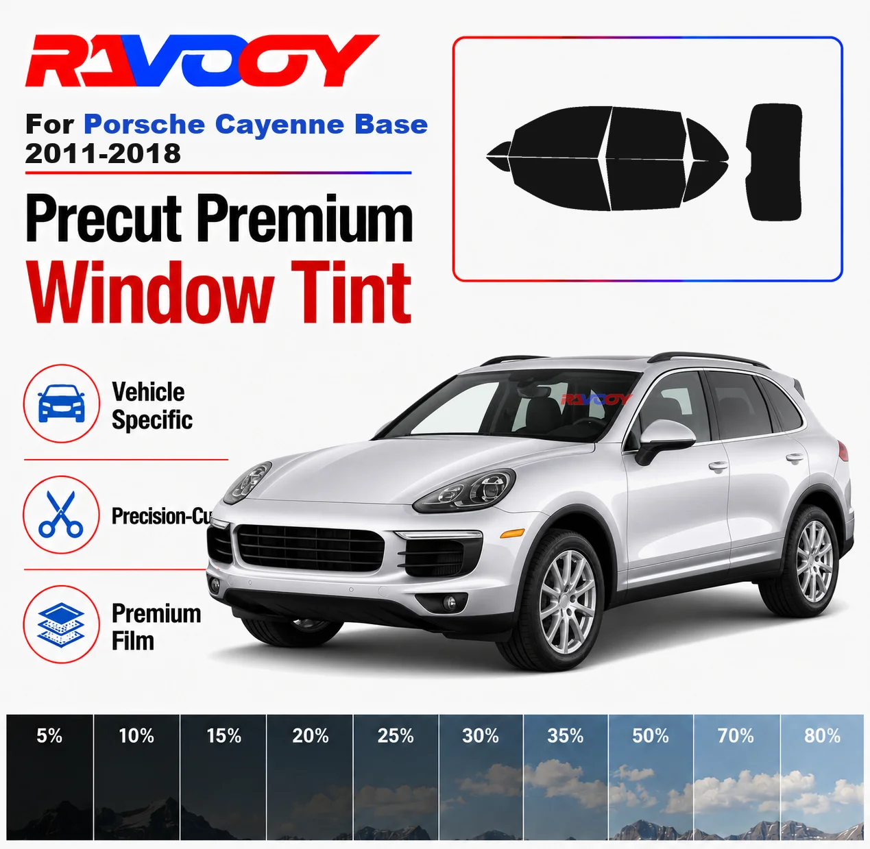 Premium Precut Window Tint Kit Front Rear Windows Rear Windshield For Porsche Cayenne Base 2011-2018 Car Solar Nano Ceramic Film
Premium Precut Window Tint Kit Front Rear Windows Rear Windshield For Porsche Cayenne Base 2011-2018 Car Solar Nano Ceramic Film