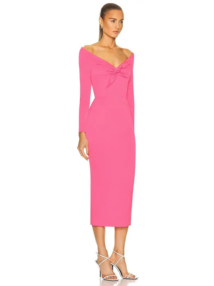 Customized Formal Jersey Bow Pleat Straight Off-the-shoulder Midi Dresses Bespoke Occasion Dresses Sizes Available Matching Sexy
Customized Formal Jersey Bow Pleat Straight Off-the-shoulder Midi Dresses Bespoke Occasion Dresses Sizes Available Matching Sexy