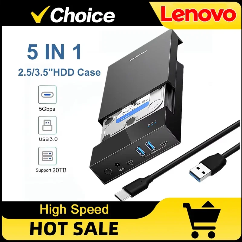 Lenovo 2.5/3. Корпус для 5 HDD/SSD с USB 3.0 HUB, поддержка до 18 ТБ, адаптер Type-C на SATA, безвинтовая установка, корпус для HDD с блоком питания 12В.
Lenovo 2.5/3. Корпус для 5 HDD/SSD с USB 3.0 HUB, поддержка до 18 ТБ, адаптер Type-C на SATA, безвинтовая установка, корпус для HDD с блоком питания 12В.