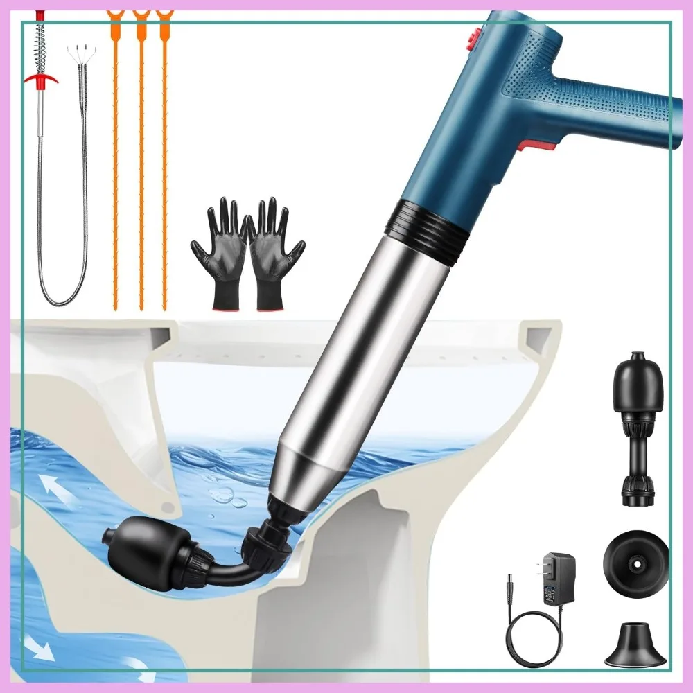 High Pressure Air Drain Blaster: Electric Toilet Plunger Clog Remover for Bathroom, Bathtub, Floor Drain
High Pressure Air Drain Blaster: Electric Toilet Plunger Clog Remover for Bathroom, Bathtub, Floor Drain