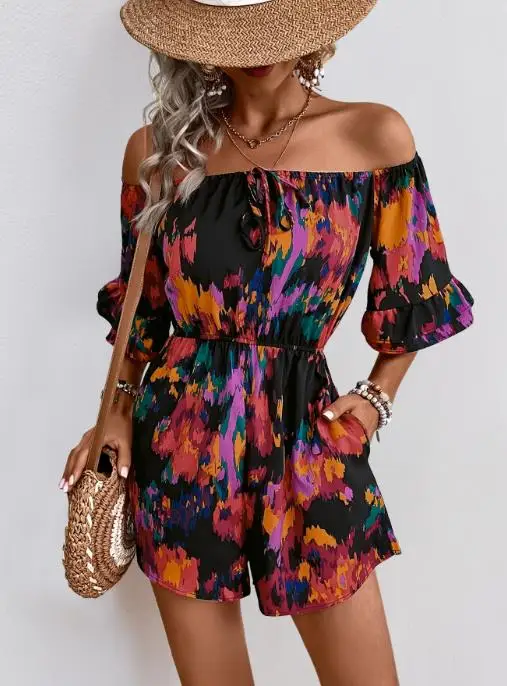 Women's Jumpsuit Summer 2025 Fashion Holiday Party Trend Off Shoulder Bubble Sleeves Abstract Printed Jumpsuit
Women's Jumpsuit Summer 2025 Fashion Holiday Party Trend Off Shoulder Bubble Sleeves Abstract Printed Jumpsuit