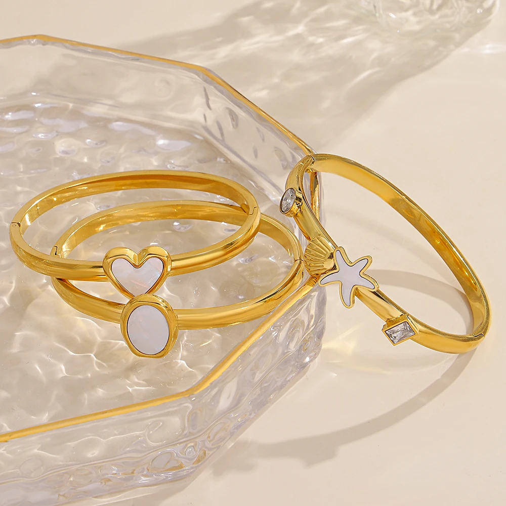 Freetry Fashion Stainless Steel Bracelet Bangle for Women Smooth Surface Starfish Scallop Heart Spring Bangle Waterproof Jewelry
Freetry Fashion Stainless Steel Bracelet Bangle for Women Smooth Surface Starfish Scallop Heart Spring Bangle Waterproof Jewelry