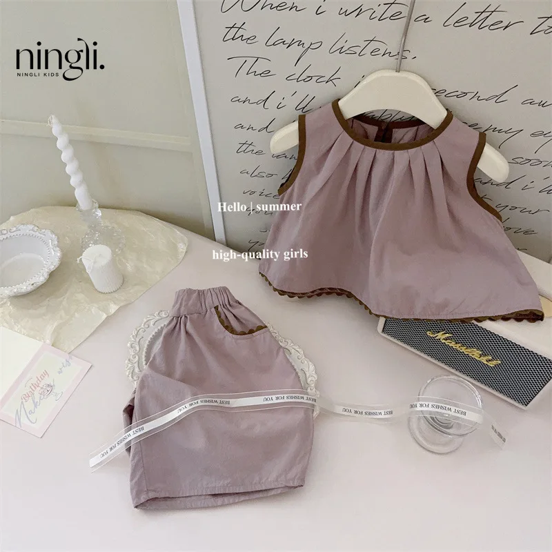 Girls' Suit Summer South Korea Girls' Baby All-Match Light Purple Vest Wide-Leg Pants Children's Fashionable Suit Fashion
Girls' Suit Summer South Korea Girls' Baby All-Match Light Purple Vest Wide-Leg Pants Children's Fashionable Suit Fashion