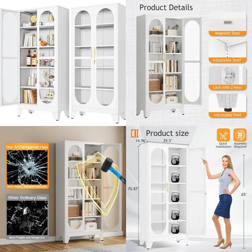 Высокий металлический шкаф-витрина со стеклянной дверью и 4 регулируемыми полками для Curios и ликеров
Высокий металлический шкаф-витрина со стеклянной дверью и 4 регулируемыми полками для Curios и ликеров