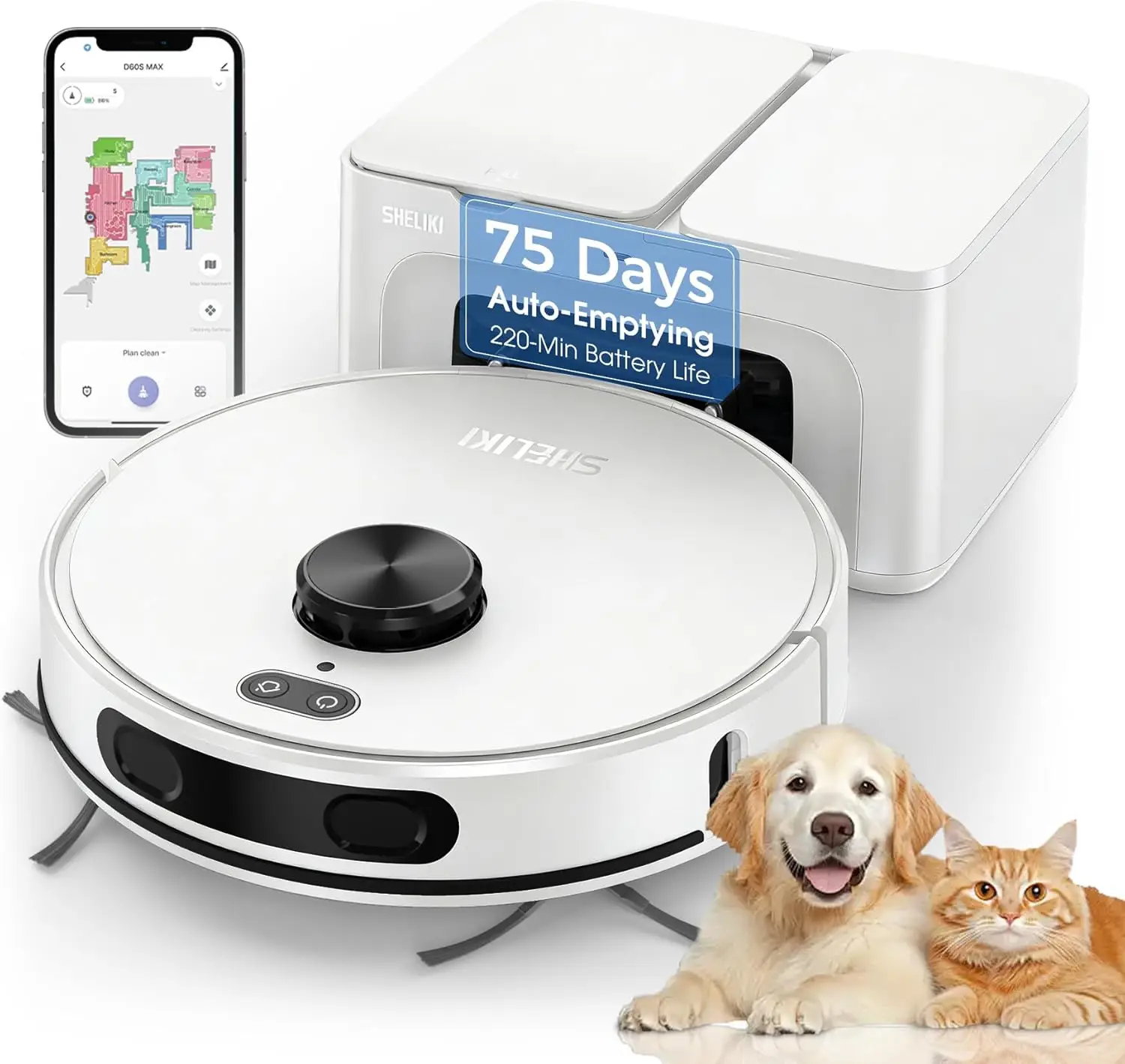 Robot Vacuum and Mop Combo, Mapping Robotic Vacuums Cleaner with 75 Days Self-Emptying, LiDAR Navigation Smart & Strong Suction,
Robot Vacuum and Mop Combo, Mapping Robotic Vacuums Cleaner with 75 Days Self-Emptying, LiDAR Navigation Smart & Strong Suction,