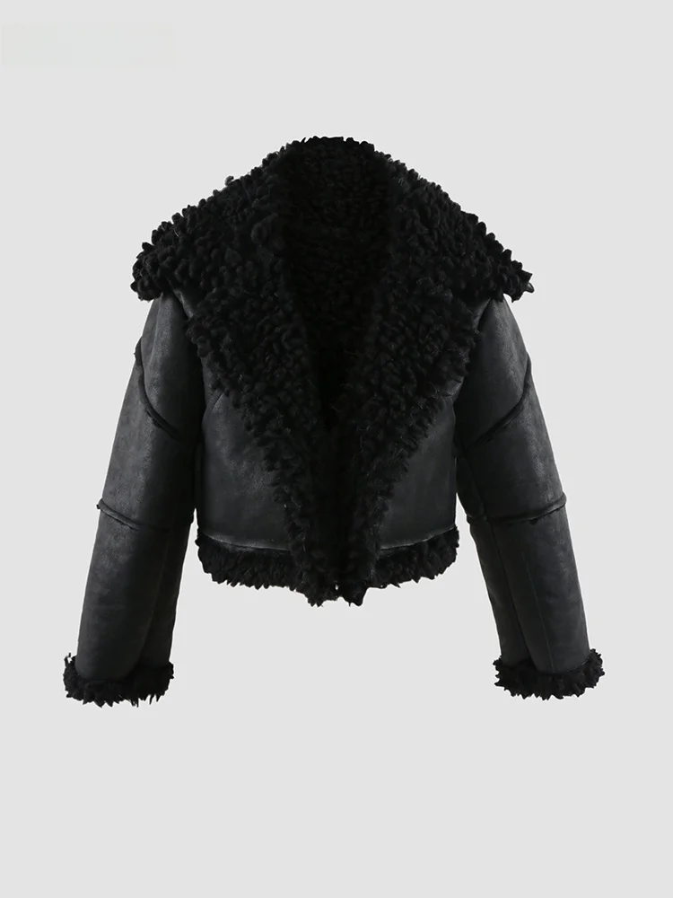 Nerazzurri Women's Short Fur Jacket Black Leatherette Environmentally Friendly Winter 2026 New Style Youth Loose Fit Long Sleeve
Nerazzurri Women's Short Fur Jacket Black Leatherette Environmentally Friendly Winter 2026 New Style Youth Loose Fit Long Sleeve