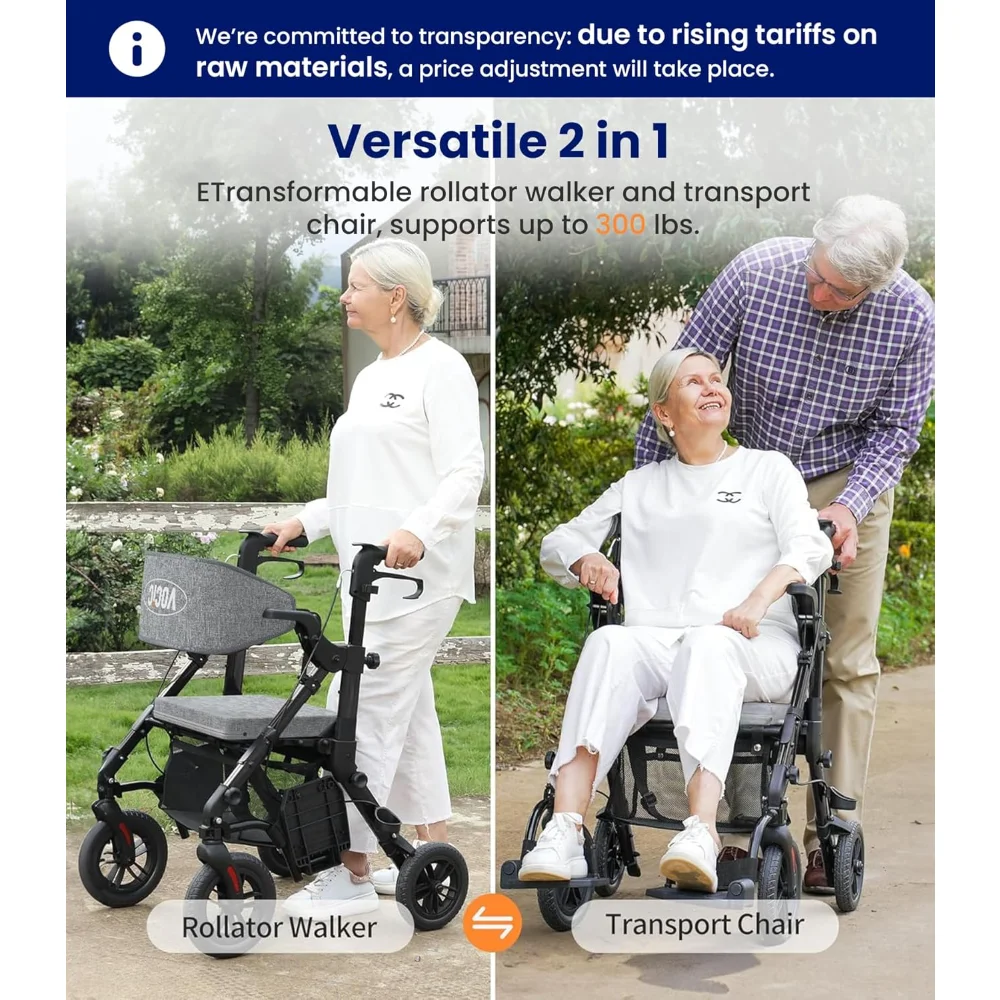 Rollator-Walkers-for-Seniors-with-Seat, Walker Wheelchair Combo, Transport-Wheelchair-Lightweight-Foldable
Rollator-Walkers-for-Seniors-with-Seat, Walker Wheelchair Combo, Transport-Wheelchair-Lightweight-Foldable