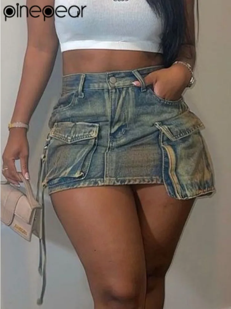 PINEPEAR 2025 Women's Denim Skirt High Rise Tie Dye 3D Multi-Pocket Gradient Asymmetric Cargo A-Line Distressed Jean Short Skirt
PINEPEAR 2025 Women's Denim Skirt High Rise Tie Dye 3D Multi-Pocket Gradient Asymmetric Cargo A-Line Distressed Jean Short Skirt