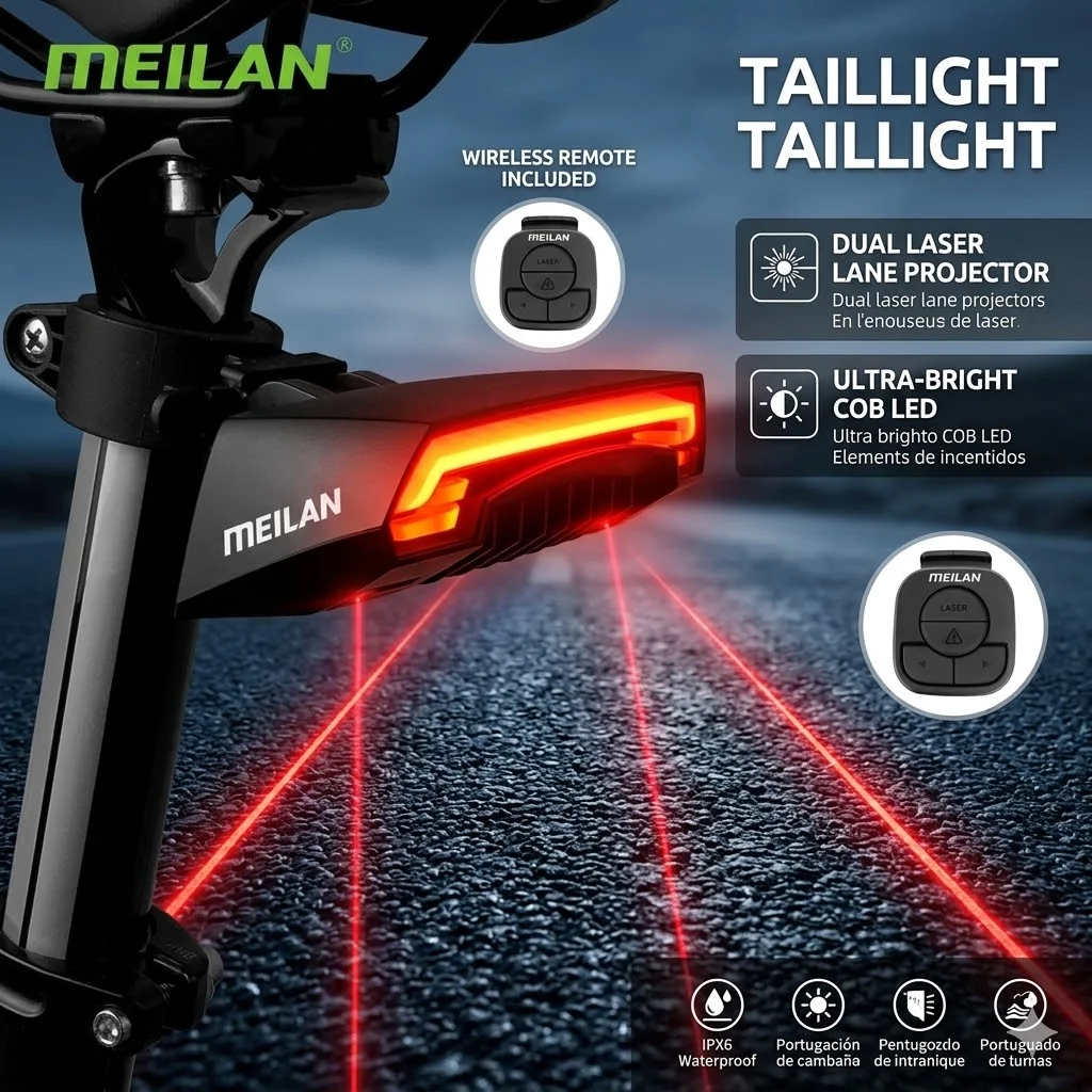 Meilan X5 Smart Bicycle Tail Light Wireless Remote Control Turn Signal Laser Beam LED USB Rechargeable Cycling Rear Safety Lamps
Meilan X5 Smart Bicycle Tail Light Wireless Remote Control Turn Signal Laser Beam LED USB Rechargeable Cycling Rear Safety Lamps