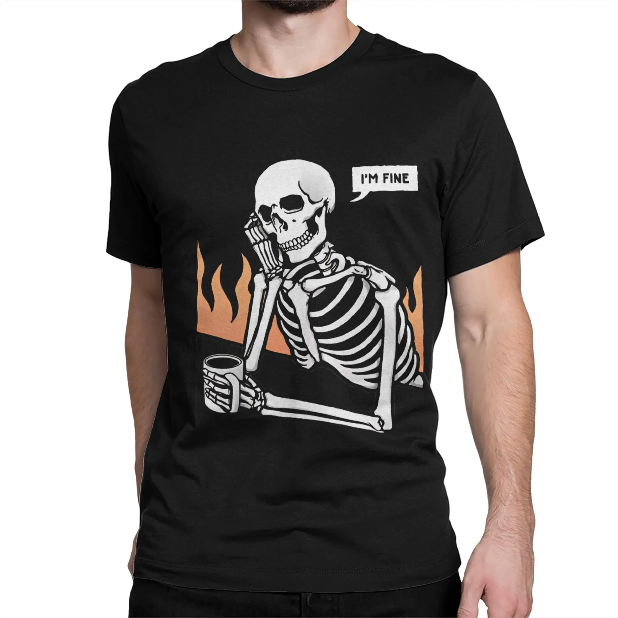 Novelty Skeleton Eternal Lovers T-Shirt for Men O Neck Cotton T Shirt I Am Fine Short Sleeve Tees Party Tops
Novelty Skeleton Eternal Lovers T-Shirt for Men O Neck Cotton T Shirt I Am Fine Short Sleeve Tees Party Tops