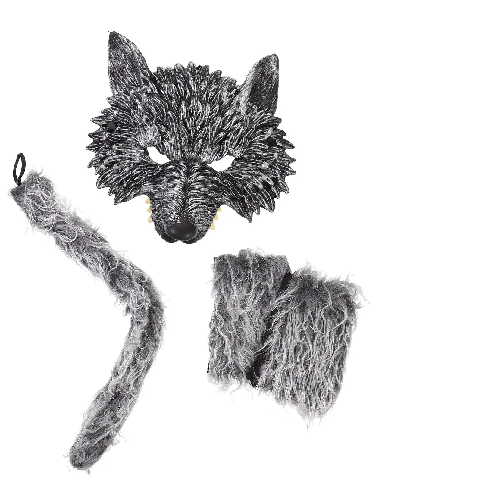 Wolf Three-piece Set Outfit Scary Werewolf Mask Costume Cosplay Animal Tail Accessories
Wolf Three-piece Set Outfit Scary Werewolf Mask Costume Cosplay Animal Tail Accessories
