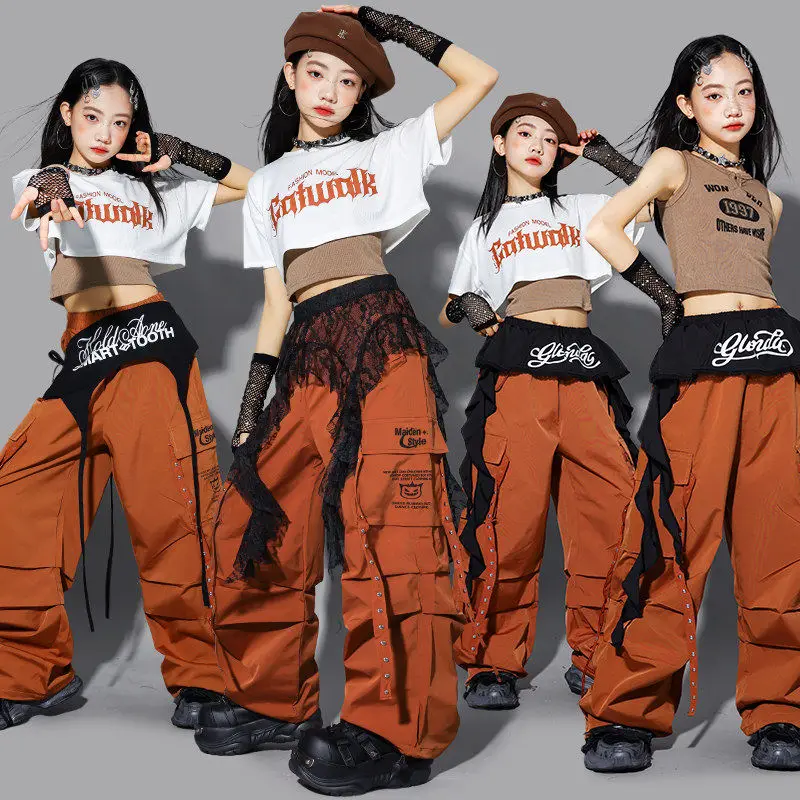 Одежда для танцев в стиле хип-хоп, K-pop, для детей, наряд для школьных выступлений, укороченный топ, свободные брюки, модный костюм для джазовых танцев для девочек, AMY3383
Одежда для танцев в стиле хип-хоп, K-pop, для детей, наряд для школьных выступлений, укороченный топ, свободные брюки, модный костюм для джазовых танцев для девочек, AMY3383