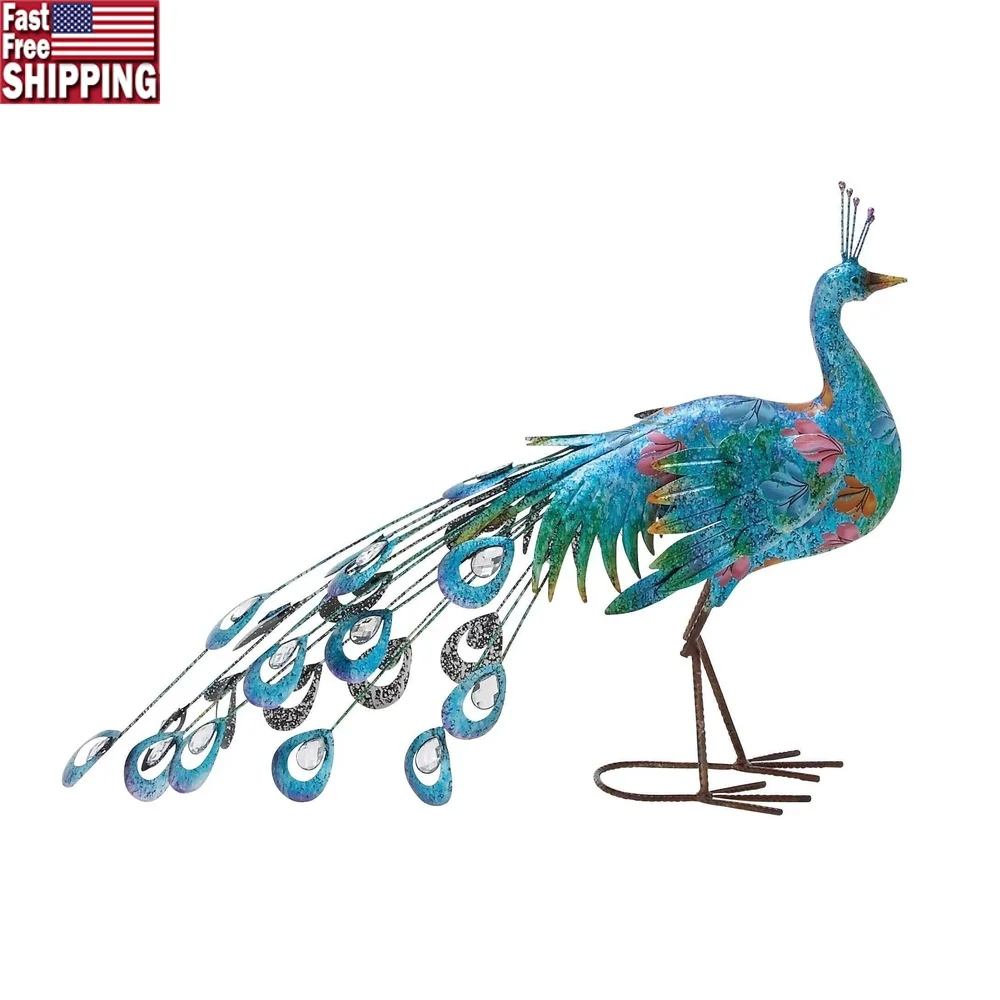 20 Inch Indoor Outdoor Peacock Garden Sculpture with Crystal Accents Colorful Iron Animal Decor Patio Tabletop Floral Accent
20 Inch Indoor Outdoor Peacock Garden Sculpture with Crystal Accents Colorful Iron Animal Decor Patio Tabletop Floral Accent