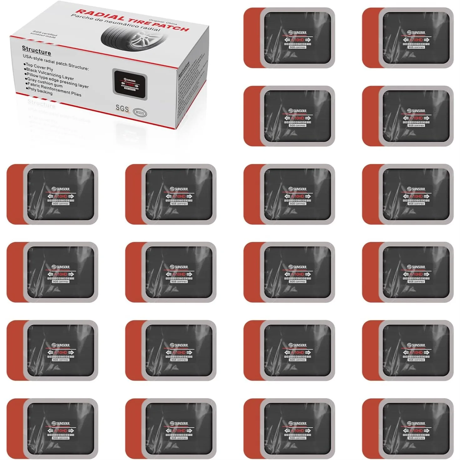 20pcs Radial Tire Patch 3.15"x2.56" Heavy Duty Repair Patches for Car Truck Bus Tractor Agricultural Vehicles with Vulcanizing
20pcs Radial Tire Patch 3.15"x2.56" Heavy Duty Repair Patches for Car Truck Bus Tractor Agricultural Vehicles with Vulcanizing
