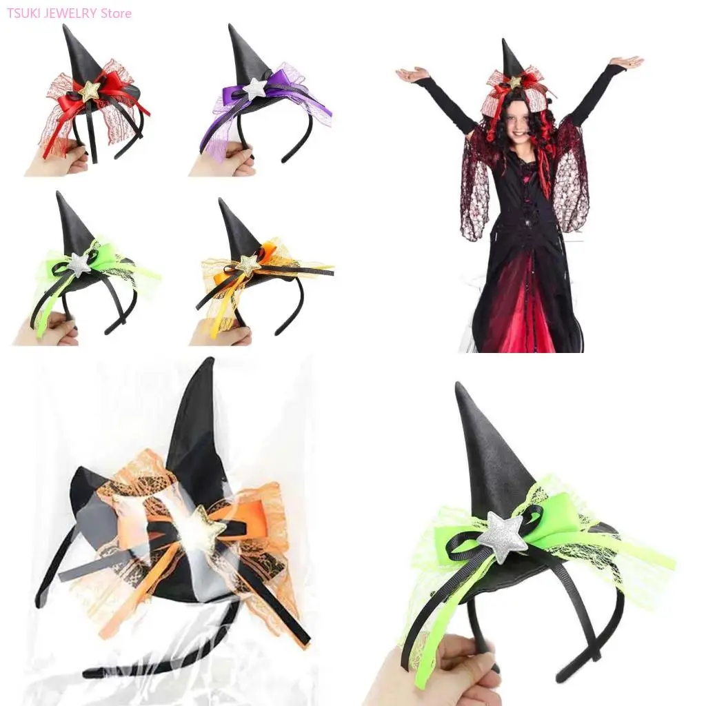 62KE Dark Witch Hat Headband Halloween Dress Up Party Decorations with Glitter Star
62KE Dark Witch Hat Headband Halloween Dress Up Party Decorations with Glitter Star