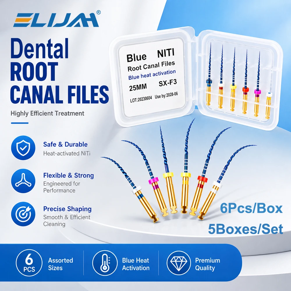ELIJAH 30Pcs=5Box/Set Dental NITI Blue Rotary Heat Activated Endodontic Files SX-F3 Root Canal Files Engine Use Dentistry Tools
ELIJAH 30Pcs=5Box/Set Dental NITI Blue Rotary Heat Activated Endodontic Files SX-F3 Root Canal Files Engine Use Dentistry Tools