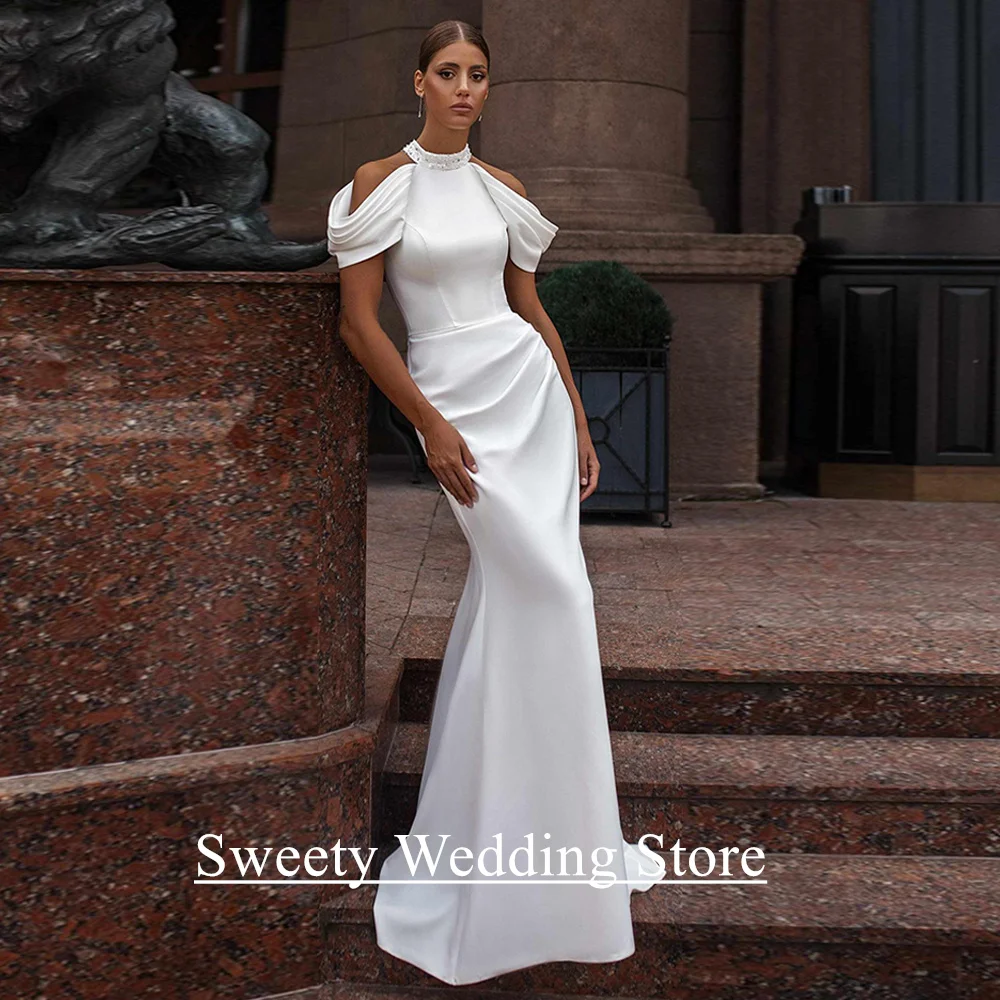 Mermaid Wedding Dress 2025 Customized Off Shoulder Beading Pleat Sweep Train Woman Satin Bridal Gown Vestidos De Novia
Mermaid Wedding Dress 2025 Customized Off Shoulder Beading Pleat Sweep Train Woman Satin Bridal Gown Vestidos De Novia
