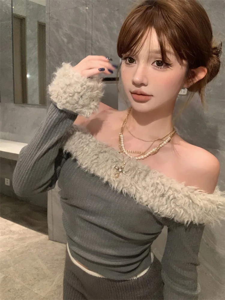 Slimming Trendy Shoulder Bared Splice T Shirt Women's Fashion Commute Style Pure Color Winter Season Large Size Inner Wear
Slimming Trendy Shoulder Bared Splice T Shirt Women's Fashion Commute Style Pure Color Winter Season Large Size Inner Wear