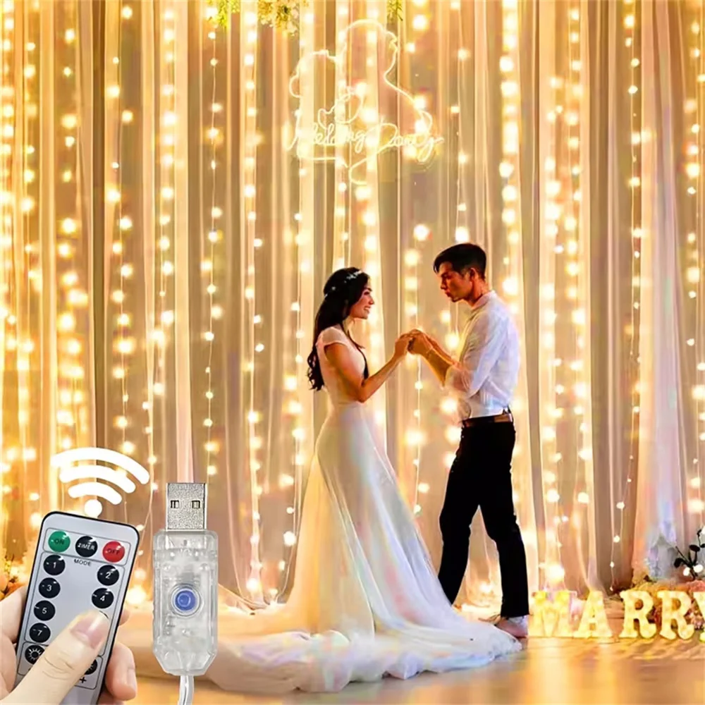 USB Plug Curtain LED String Lights 8 Modes Remote Control Holiday Wedding Fairy Garland Lights for Bedroom Living Room Decor
USB Plug Curtain LED String Lights 8 Modes Remote Control Holiday Wedding Fairy Garland Lights for Bedroom Living Room Decor