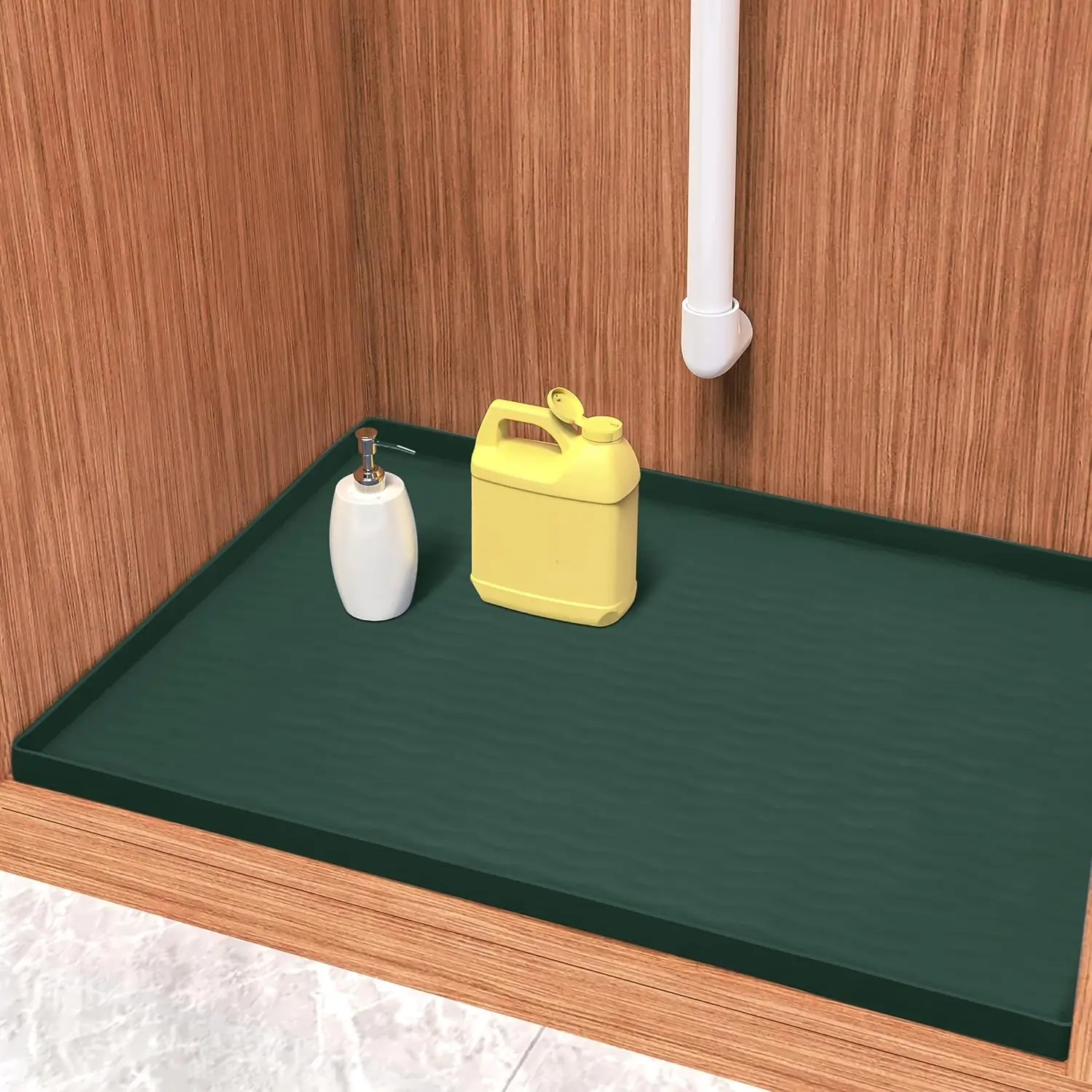 Waterproof Silicone Under Sink Mat 31'' x 22'' Shelf Liner for Kitchen and Bathroom, Cabinet and Counter Protector, Storage and Organizers, Litter Mat, Pet Cat Puppy Essentials(Green)
Waterproof Silicone Under Sink Mat 31'' x 22'' Shelf Liner for Kitchen and Bathroom, Cabinet and Counter Protector, Storage and Organizers, Litter Mat, Pet Cat Puppy Essentials(Green)