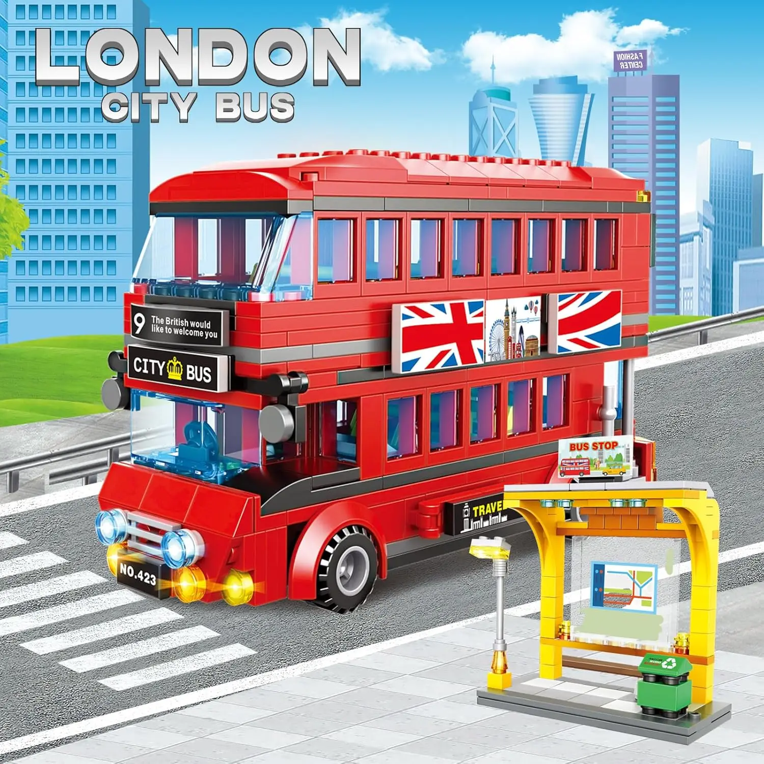458PCS London Double Decker Bus And Bus Station Building Set Educational Premium Quality Toy Blocks for Kids
458PCS London Double Decker Bus And Bus Station Building Set Educational Premium Quality Toy Blocks for Kids