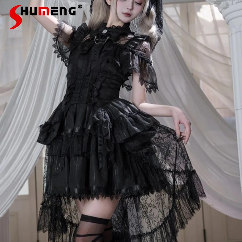 Subculture Black Gothic Dress Japanese Mine Mass-Produced Lolita Cos Dress Women's Sweet Short Sleeve Dress Gauze Waist Cincher
Subculture Black Gothic Dress Japanese Mine Mass-Produced Lolita Cos Dress Women's Sweet Short Sleeve Dress Gauze Waist Cincher