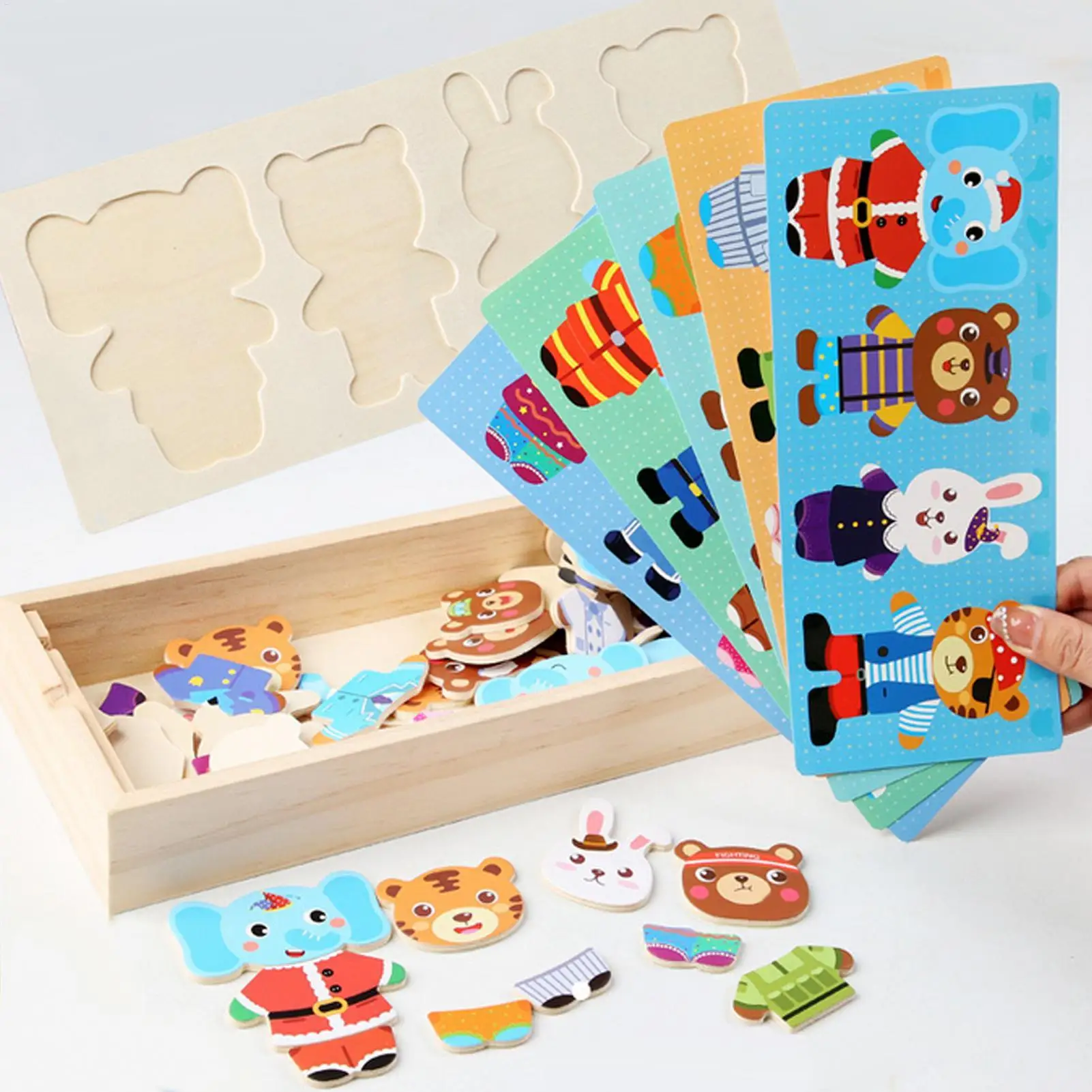 Деревянные магнитные пазлы, развивающие игрушки для мелкой моторики, деревянный медведь, семейный наряд, головоломка для детей, мальчиков и девочек
Деревянные магнитные пазлы, развивающие игрушки для мелкой моторики, деревянный медведь, семейный наряд, головоломка для детей, мальчиков и девочек