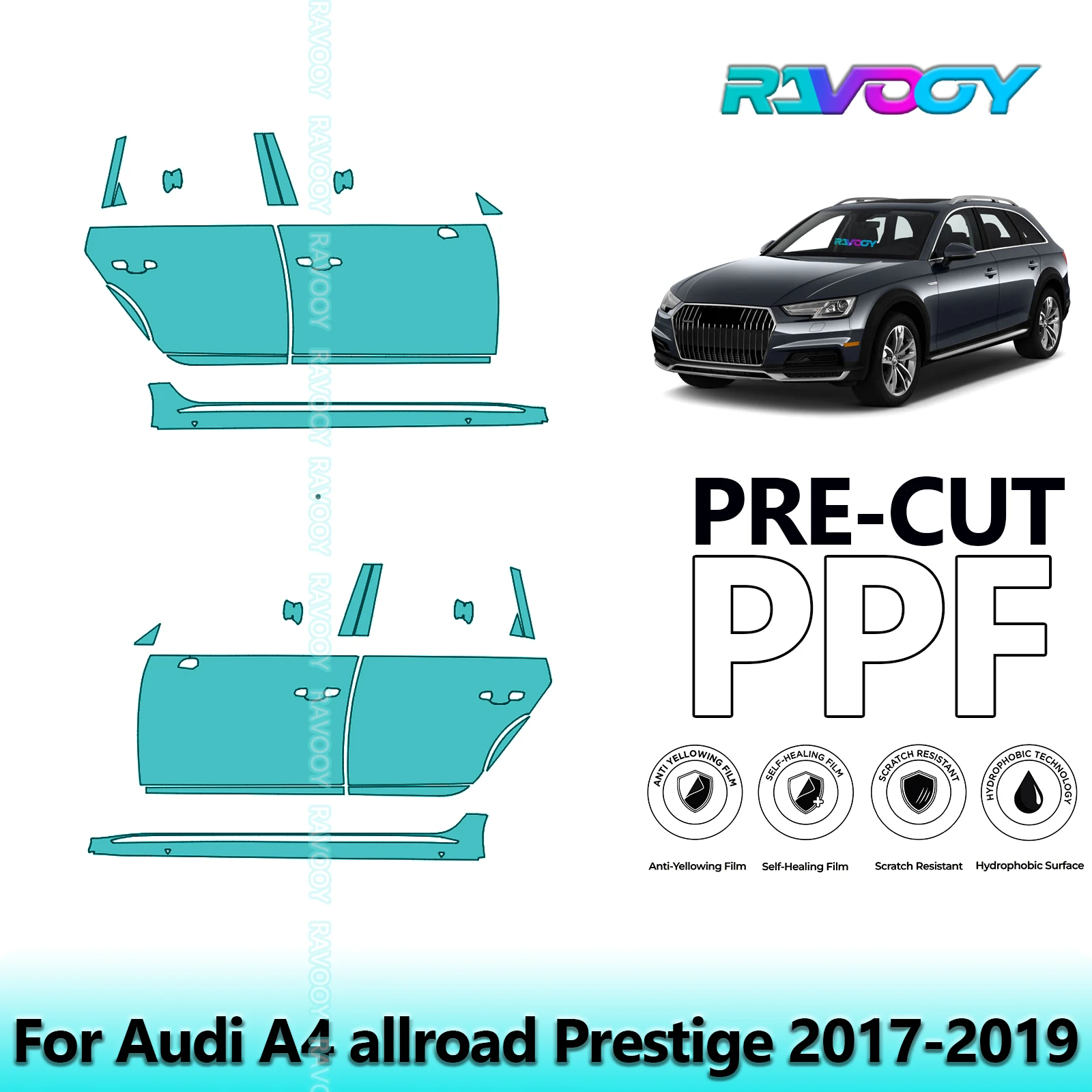 For Audi A4 allroad Prestige 2017-2019 8.5mil Clear Matte Pre-Cut PPF Door & A/B Pillar Kit TPU Paint Protection Film Set
For Audi A4 allroad Prestige 2017-2019 8.5mil Clear Matte Pre-Cut PPF Door & A/B Pillar Kit TPU Paint Protection Film Set