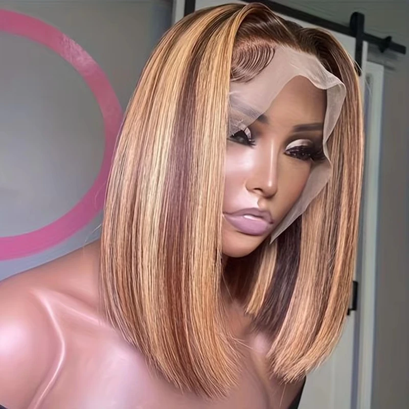 Straight 13x4 Lace Frontal Bob Wig 200% Density Transparent Lace Wigs Highlight 4/27 Ombre Pre Plucked 100% Human Hair Wig
Straight 13x4 Lace Frontal Bob Wig 200% Density Transparent Lace Wigs Highlight 4/27 Ombre Pre Plucked 100% Human Hair Wig