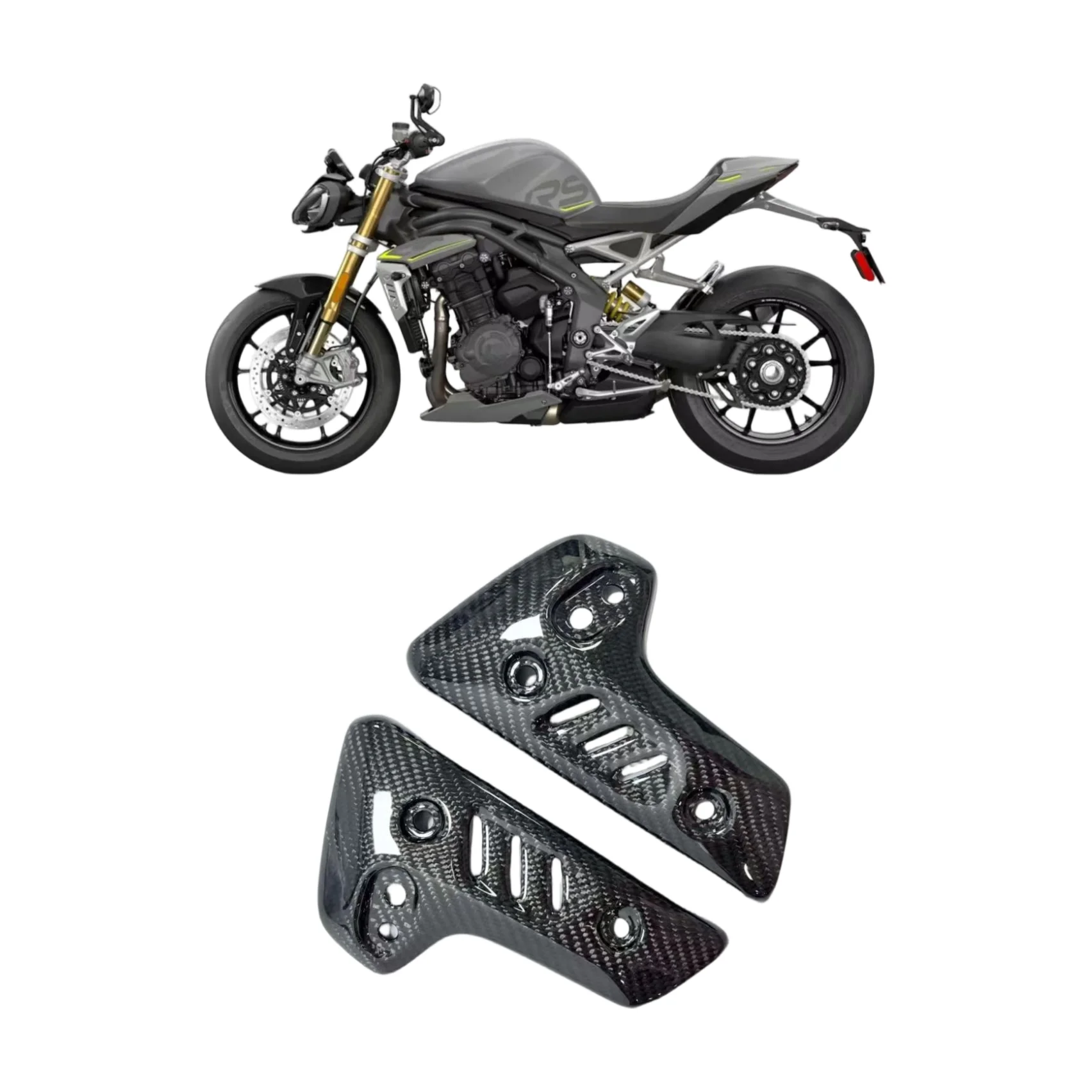 Carbon Fibre Motorcycle Accessories for Triumph Street Triple 1200 External Radiator Cover Side Panels Radiator Protective Cover
Carbon Fibre Motorcycle Accessories for Triumph Street Triple 1200 External Radiator Cover Side Panels Radiator Protective Cover
